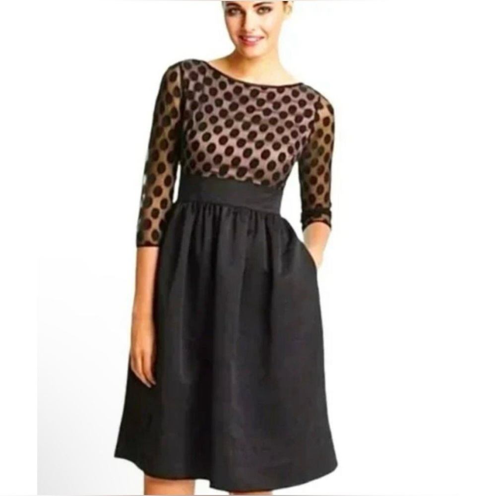 Eliza J Black Dress with Polka Dots Vintage Style - Size 4